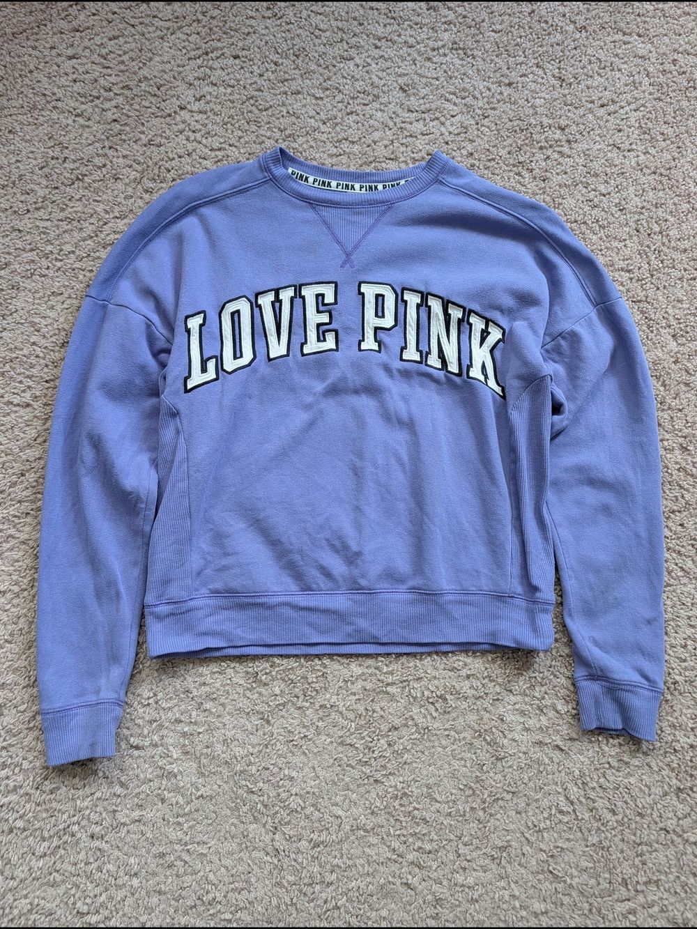 PINK Victoria's Secret Womens Lavender Purple LOVE PINK Crewneck Sweatshirt XS - Picture 2 of 11